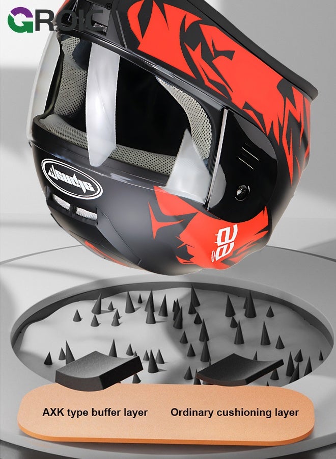 GROIC Motorcycle Helmet, Matte Black with Red Graphic, Helmet for Street and Track Riders, Ventilation and Safety Design, Lightweight Helmet for Men and Women, Motorbike and Electric Bike Riding - Image 4